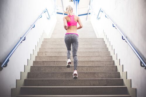 Running up the stairs is a great way to get rid of excess weight. 