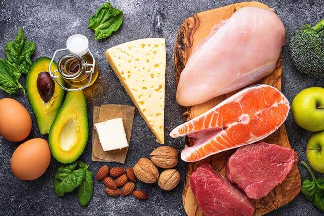 The diet of a low carbohydrate diet consists of products that contain animal and vegetable proteins with fat. 